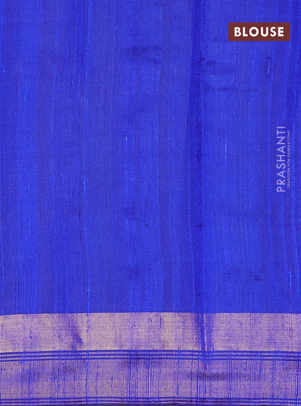 Pure dupion silk saree pink and blue with thread & zari woven buttas and temple design thread & zari woven border