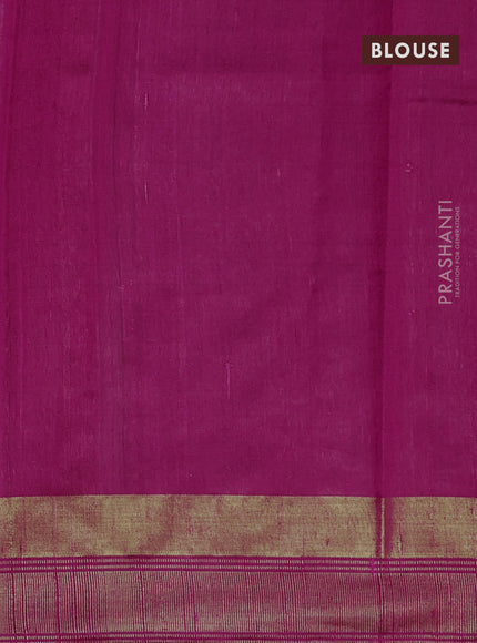 Pure dupion silk saree peacock green and pink with thread & zari woven buttas and temple design thread & zari woven border