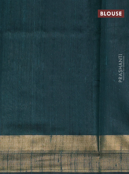 Pure dupion silk saree lime yellow and peacock green with plain body and temple design zari woven border