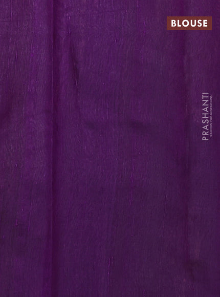 Pure dupion silk saree deep purple with allover zari woven buttas and temple design zari woven border