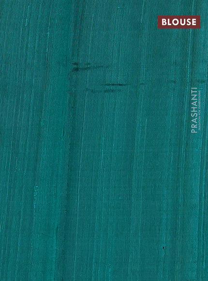 Pure dupion silk saree peacock green with allover zari woven buttas and temple design zari woven border