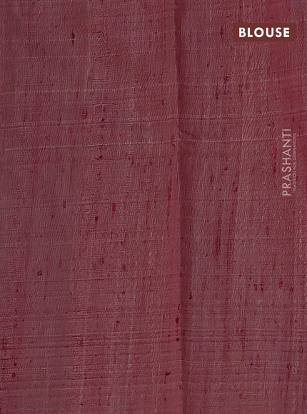Pure dupion silk saree beige and maroon with thread woven buttas and temple design simple border