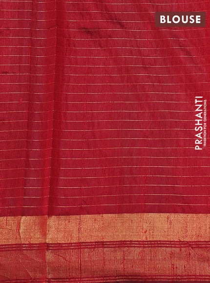 Pure dupion silk saree beige and red with allover zari checked pattern and rettapet zari woven border