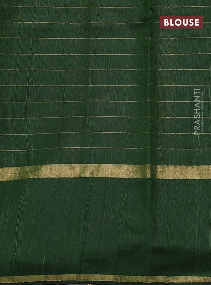 Pure dupion silk saree sap green with allover zari checked pattern and rettapet zari woven butta border