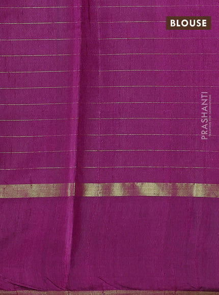 Pure dupion silk saree black and magenta pink with allover zari checked pattern and rettapet zari woven butta border