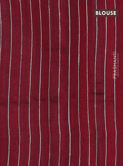 Pure dupion silk saree red and beige with thread woven buttas and temple design simple border