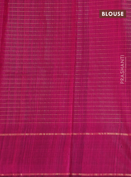 Pure dupion silk saree navy blue and pink with allover checked pattern and temple design rettapet zari woven border