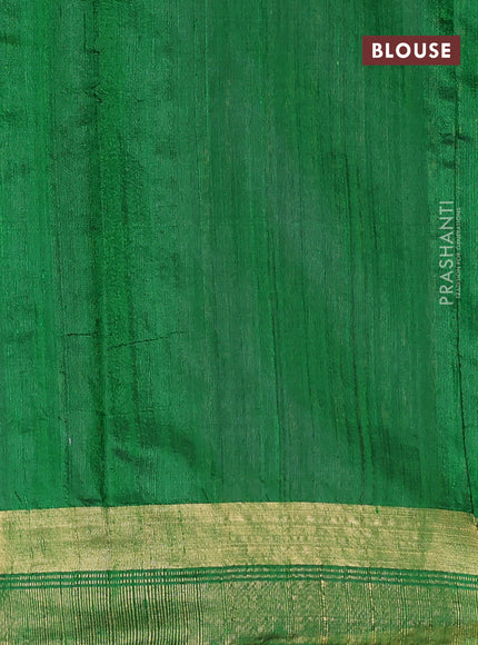 Pure dupion silk saree lime yellow and green with plain body and temple design zari woven butta border