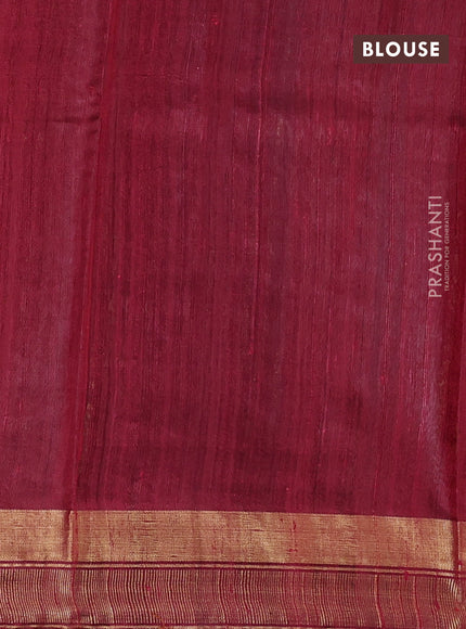 Pure dupion silk saree navy blue and red with plain body and temple design zari woven butta border