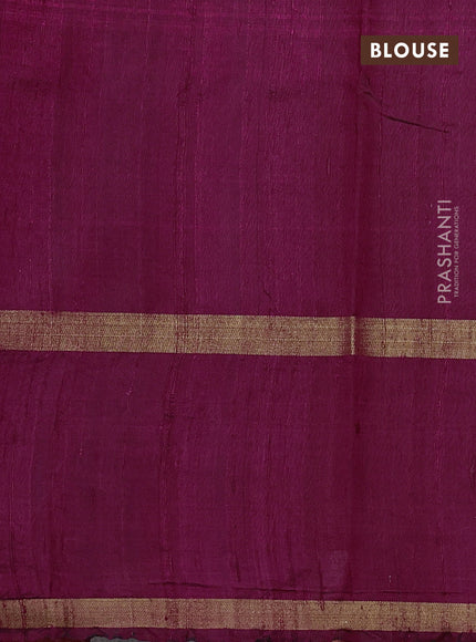 Pure dupion silk saree deep violet and magenta pink with zari woven buttas and pichwai border