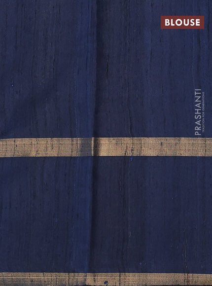 Pure dupion silk saree peacock blue and navy blue with zari woven buttas and pichwai border