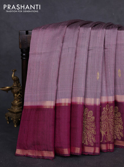 Pure dupion silk saree pastel pink and magenta pink with zari woven buttas and rettapet zari woven butta border