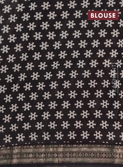 Muslin silk saree maroon and black with allover pichwai prints and zari woven border