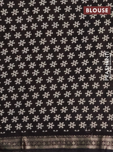 Muslin silk saree deep maroon and black with allover kalamkari prints and zari woven border