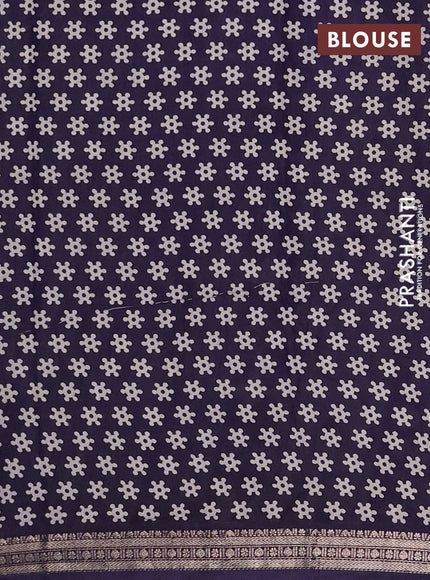Muslin silk saree coffee brown and navy blue with allover kalamkari prints and zari woven border