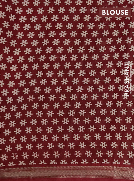 Muslin silk saree mustard yellow and maroon with allover kalamkari prints and zari woven border
