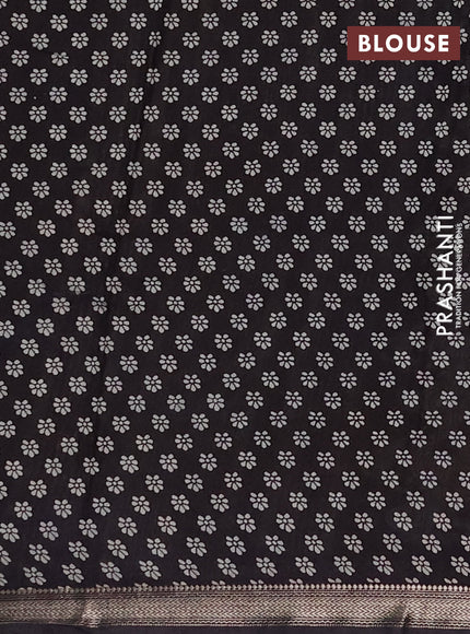Muslin silk saree wine shade and black with allover kalamkari prints and zari woven border