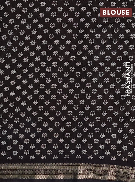 Muslin silk saree wine shade and black with allover kalamkari prints and zari woven border