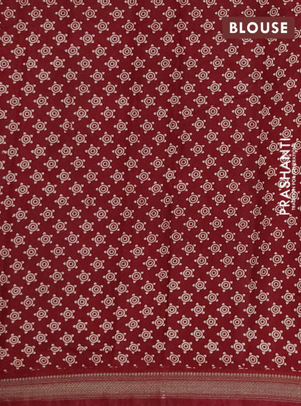 Muslin silk saree dark mustard and maroon with allover kalamkari prints and zari woven border