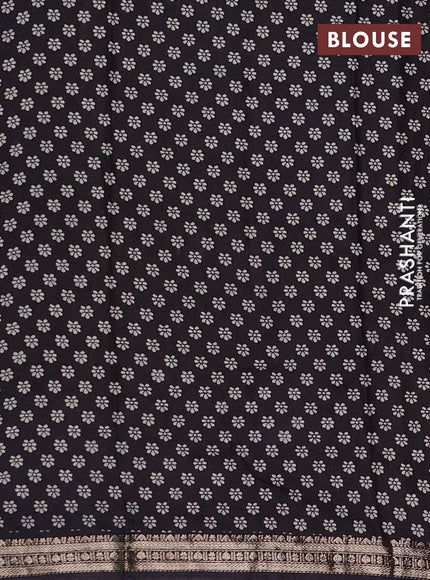 Muslin silk saree deep jamun and black with allover kalamkari prints and zari woven border