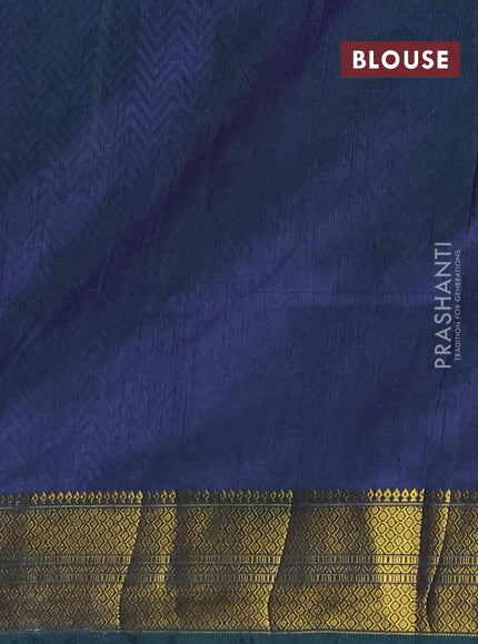 Semi tussar saree dual shade of bluish green and green with allover ikat prints and zari woven border