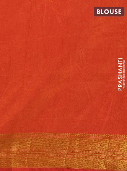 Semi tussar saree pinkish orange and orange with allover ikat prints and zari woven border