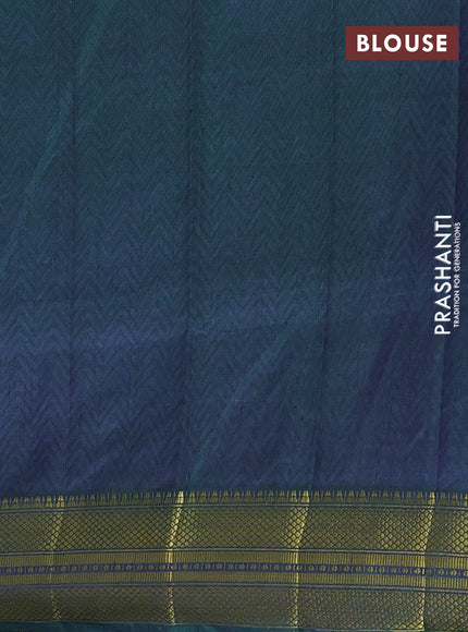 Semi tussar saree teal green and green with allover patola prints and zari woven border