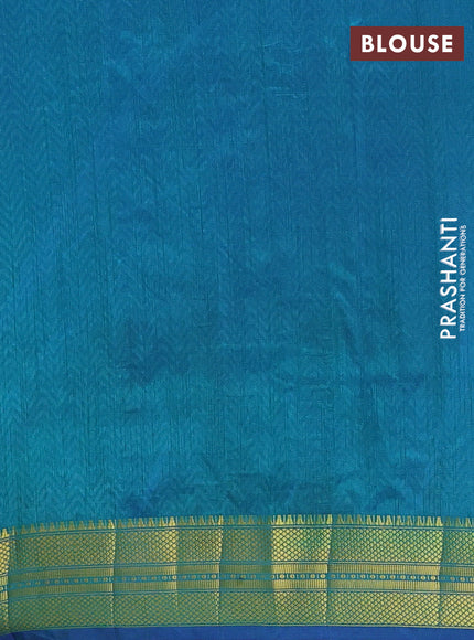 Semi tussar saree dark blue and teal green with allover patola prints and zari woven border