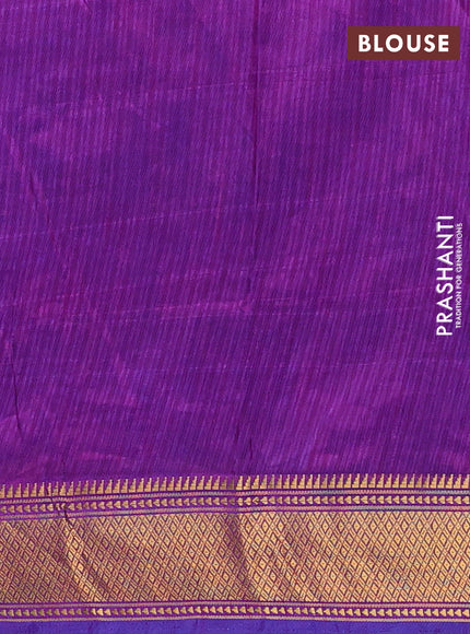 Semi tussar saree blue and purple with allover leheriya style ikat weaves and zari woven border