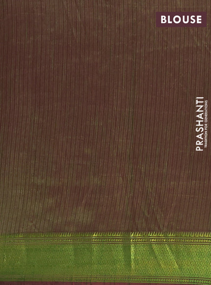 Semi tussar saree pink and mehendi green with allover leheriya style ikat weaves and zari woven border