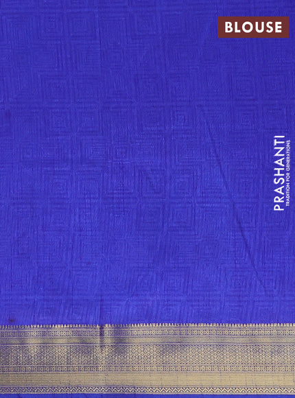 Semi tussar saree purple and blue with allover ikat prints and zari woven border