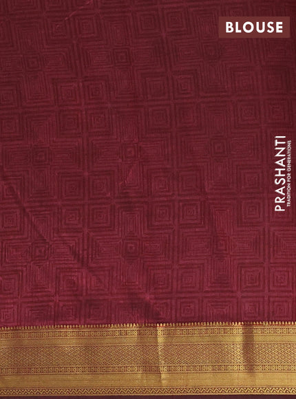 Semi tussar saree black and maroon with allover ikat prints and zari woven border