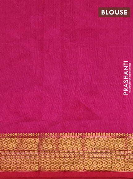 Semi tussar saree purple and pink with allover ikat prints and zari woven border
