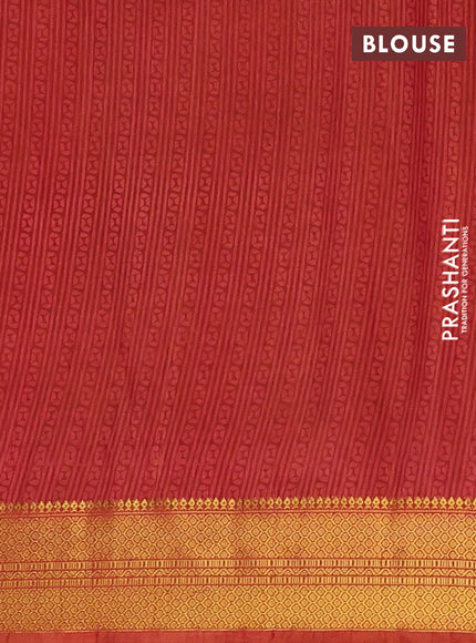 Semi tussar saree mustard yellow and maroon with allover ikat prints and zari woven border
