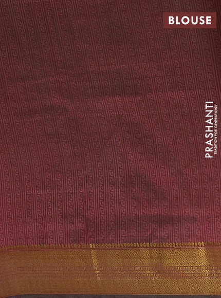 Semi tussar saree bottle green and maroon with allover ikat prints and zari woven border