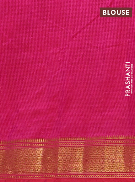 Semi tussar saree magenta pink and pink with allover ikat prints and zari woven border