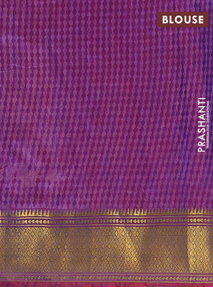 Semi tussar saree pink and purple with allover ikat prints and zari woven border
