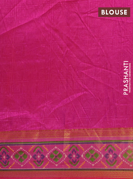 Semi tussar saree purple and dark pink with allover patola prints and ikat woven zari border