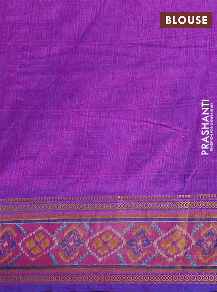 Semi tussar saree blue and purple with allover patola prints and ikat woven zari border
