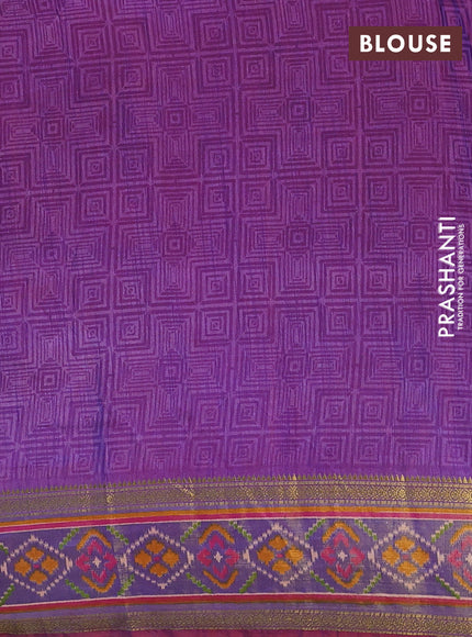 Semi tussar saree pink and blue with allover patola prints and ikat woven zari border