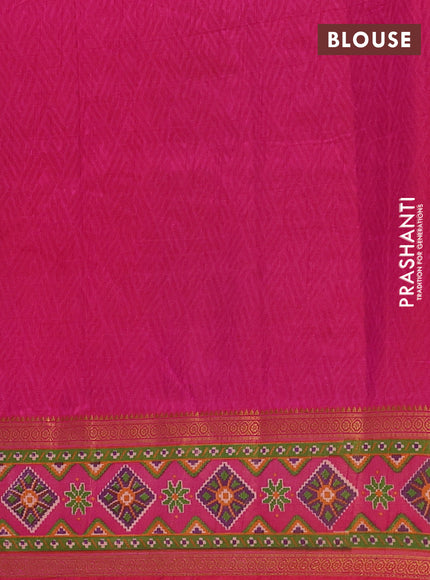 Semi tussar saree purple and pink with allover patola prints and ikat woven zari border