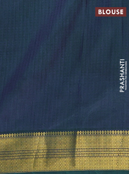 Semi tussar saree blue and green with allover patola prints and zari woven border