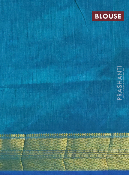 Semi tussar saree blue and teal green with allover patola prints and zari woven border