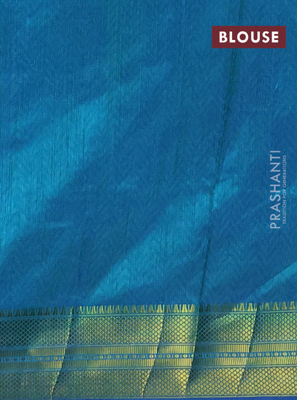 Semi tussar saree navy blue and teal green with allover patola prints and zari woven border