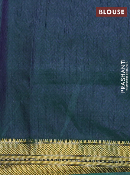 Semi tussar saree dual shade of bluish green and green with allover patola prints and zari woven border