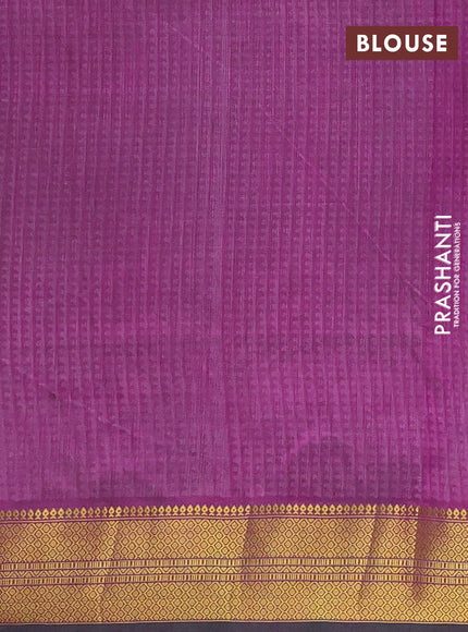 Semi tussar saree light green and purple with allover ikat prints and zari woven border