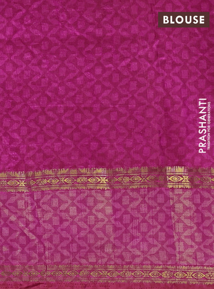Semi tussar saree purple and pink with allover patola prints and ikat zari woven border