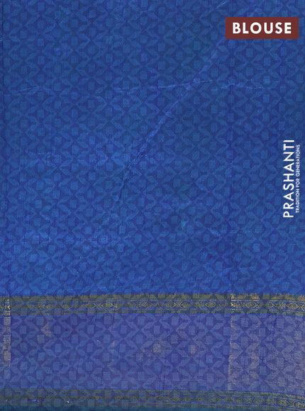 Semi tussar saree blue and purple with allover patola prints and ikat zari woven border