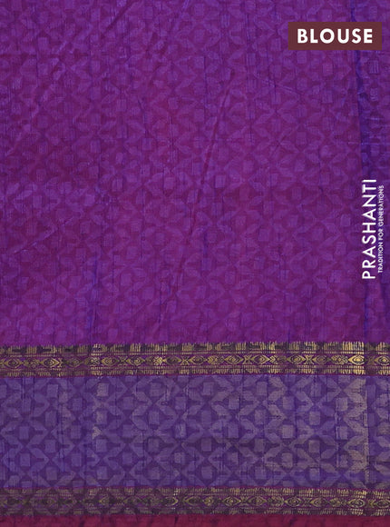Semi tussar saree dark pink and purple with allover patola prints and ikat zari woven border