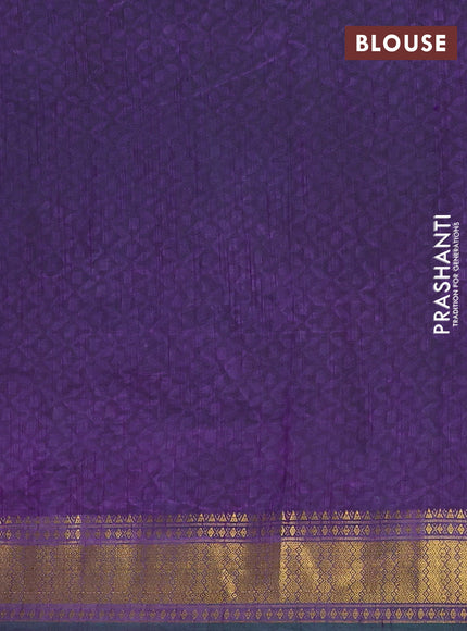 Semi tussar saree blue and purple with allover patola prints and zari woven border